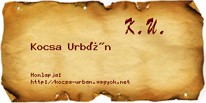 Kocsa Urbán névjegykártya
